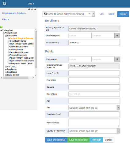 Contact registration & follow-up