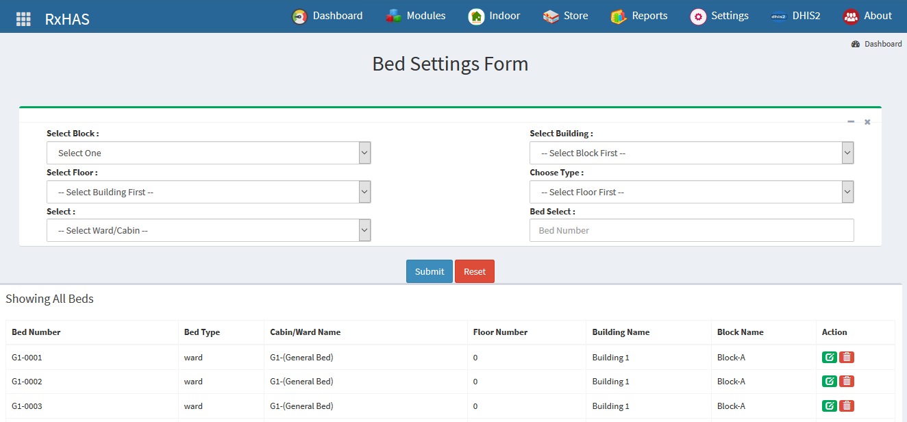 Bed Setup and Allocation